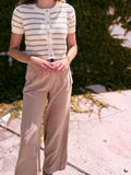Linen Wide Leg Pants - Khaki