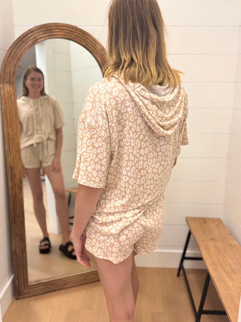 Short Sleeve Leopard Hoodie