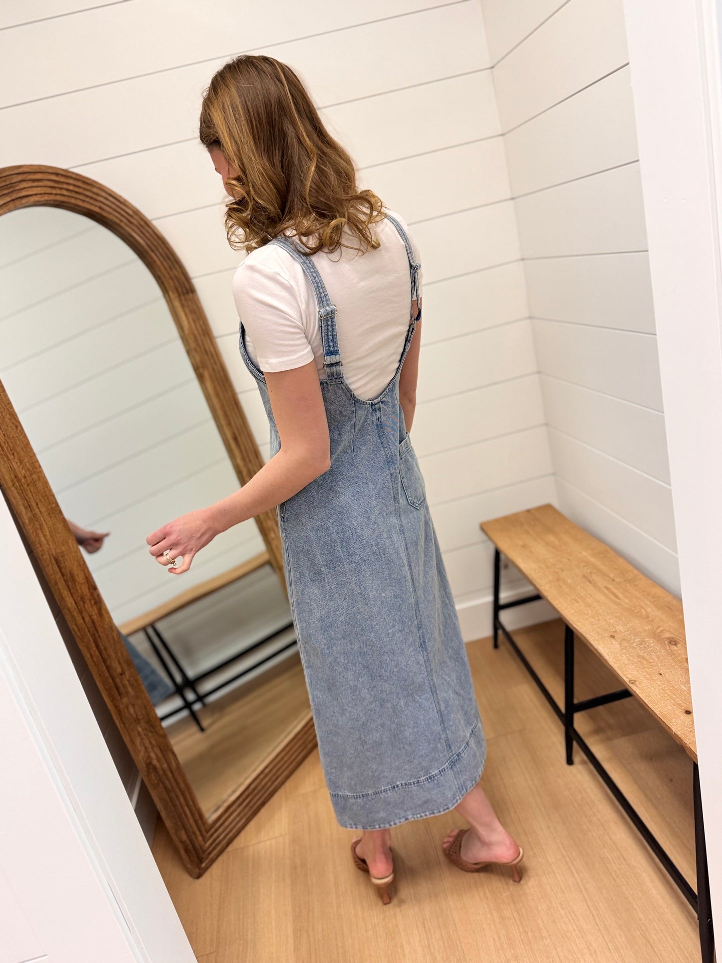 Washed Denim Sleeveless Midi Dress