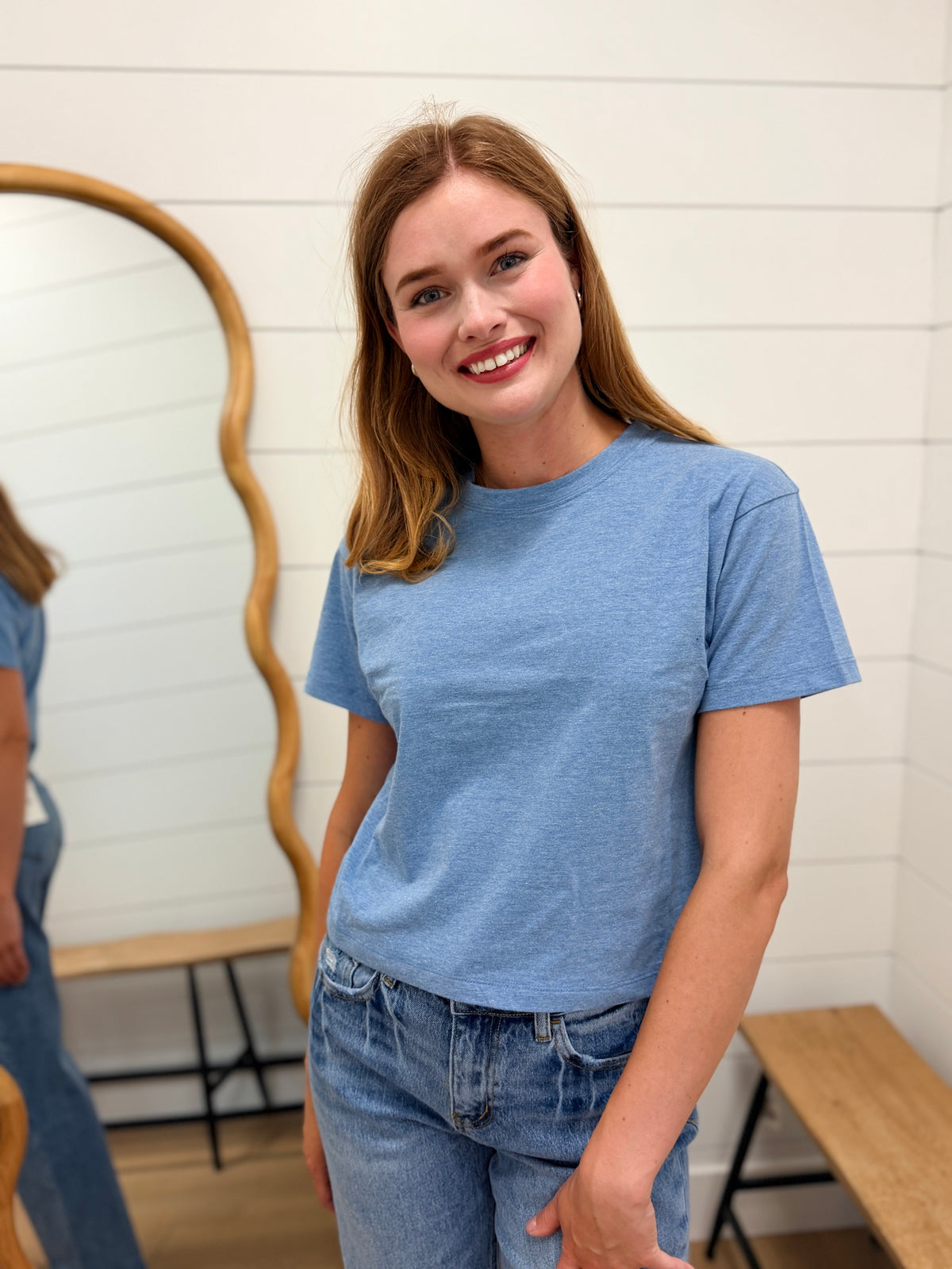 Cotton Crew Neck Short Sleeve Cropped T-shirt