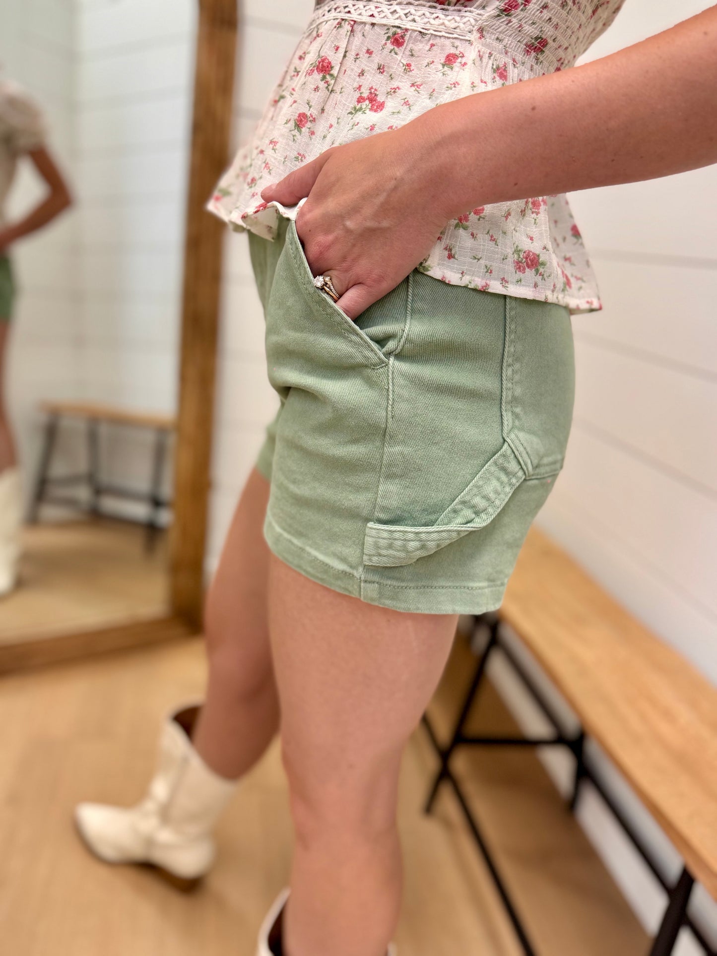 Olive High Rise Shorts - Risen