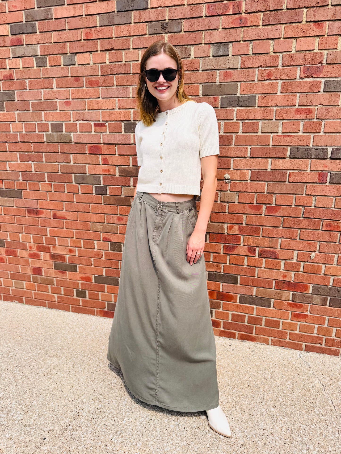 Olive High Rise Full Length Skirt - Risen