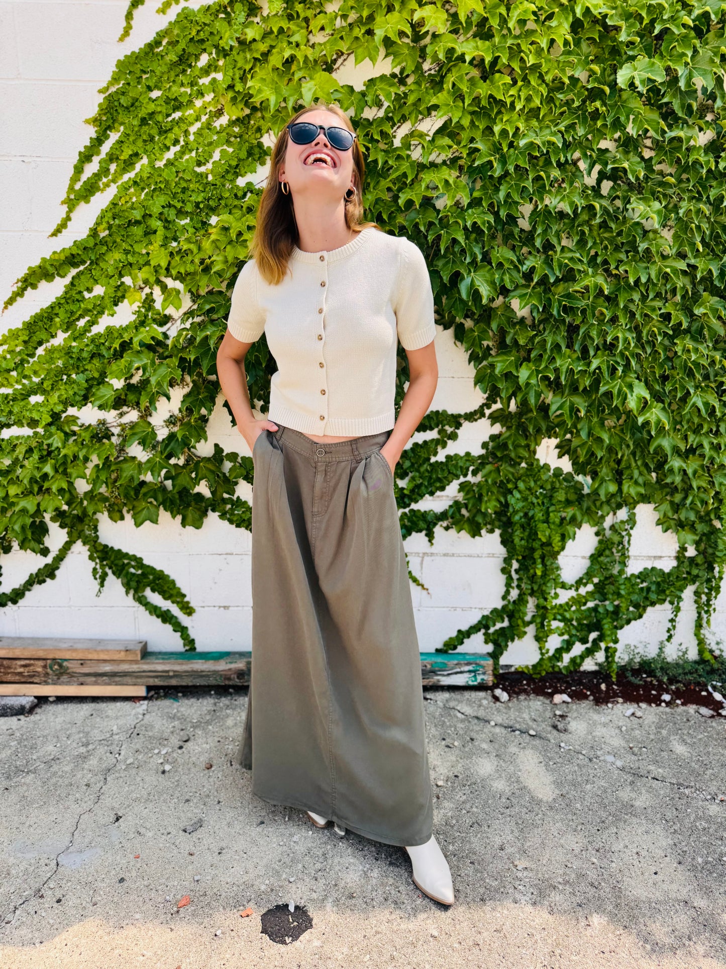 Olive High Rise Full Length Skirt - Risen