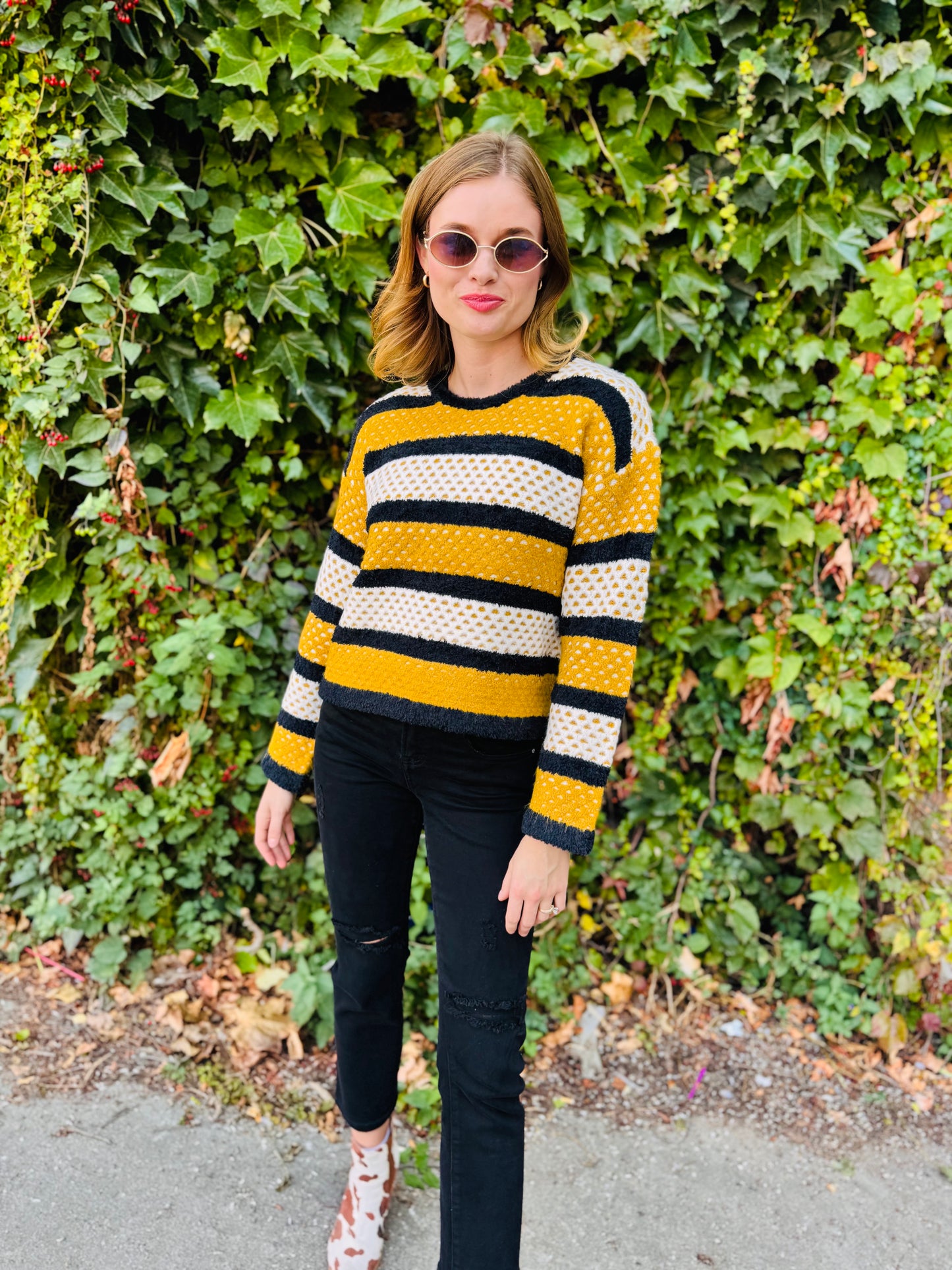 Colorblock Stripes Knit Pullover Sweater