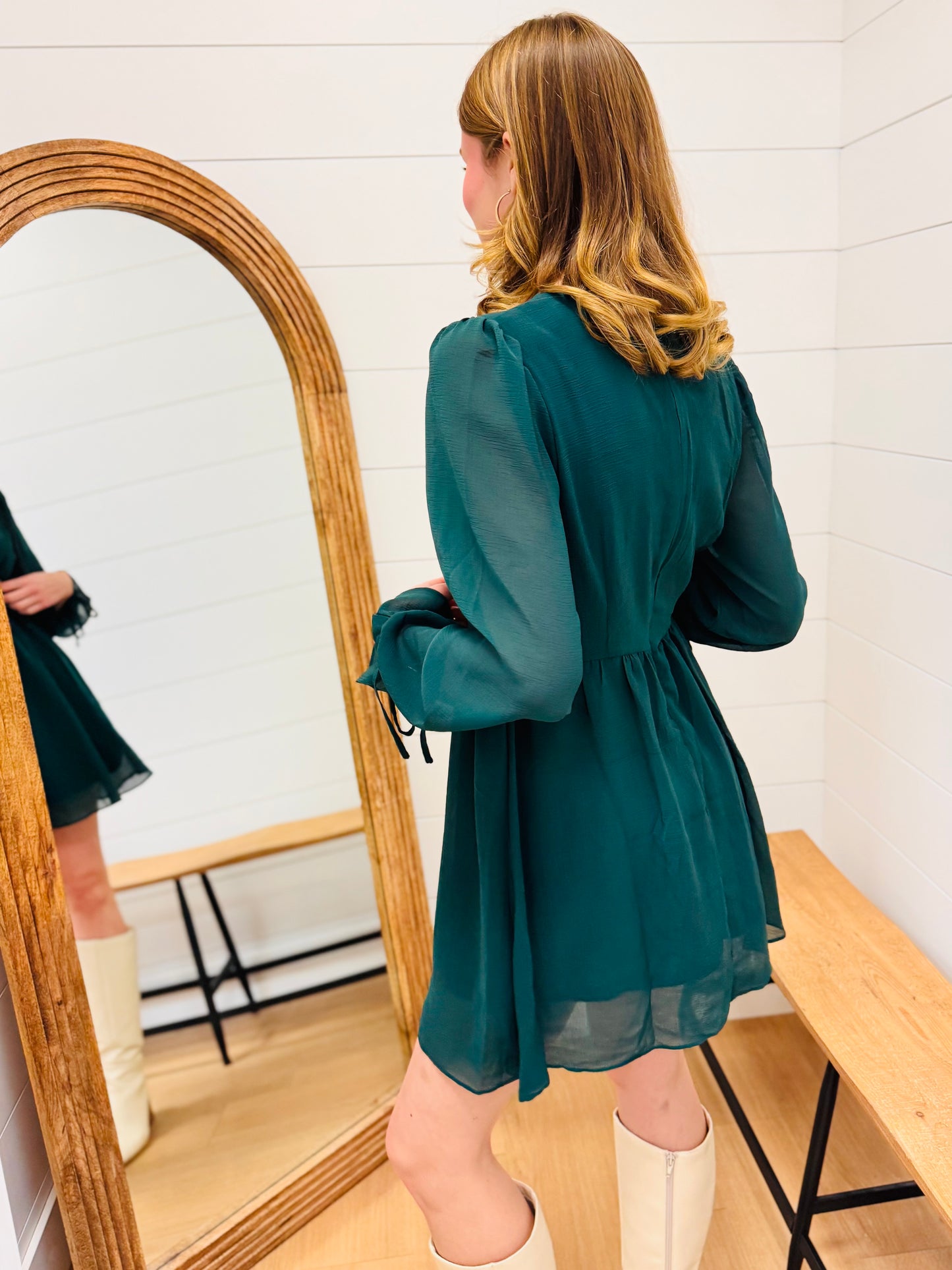 Ruffle + Bow Holiday Dress