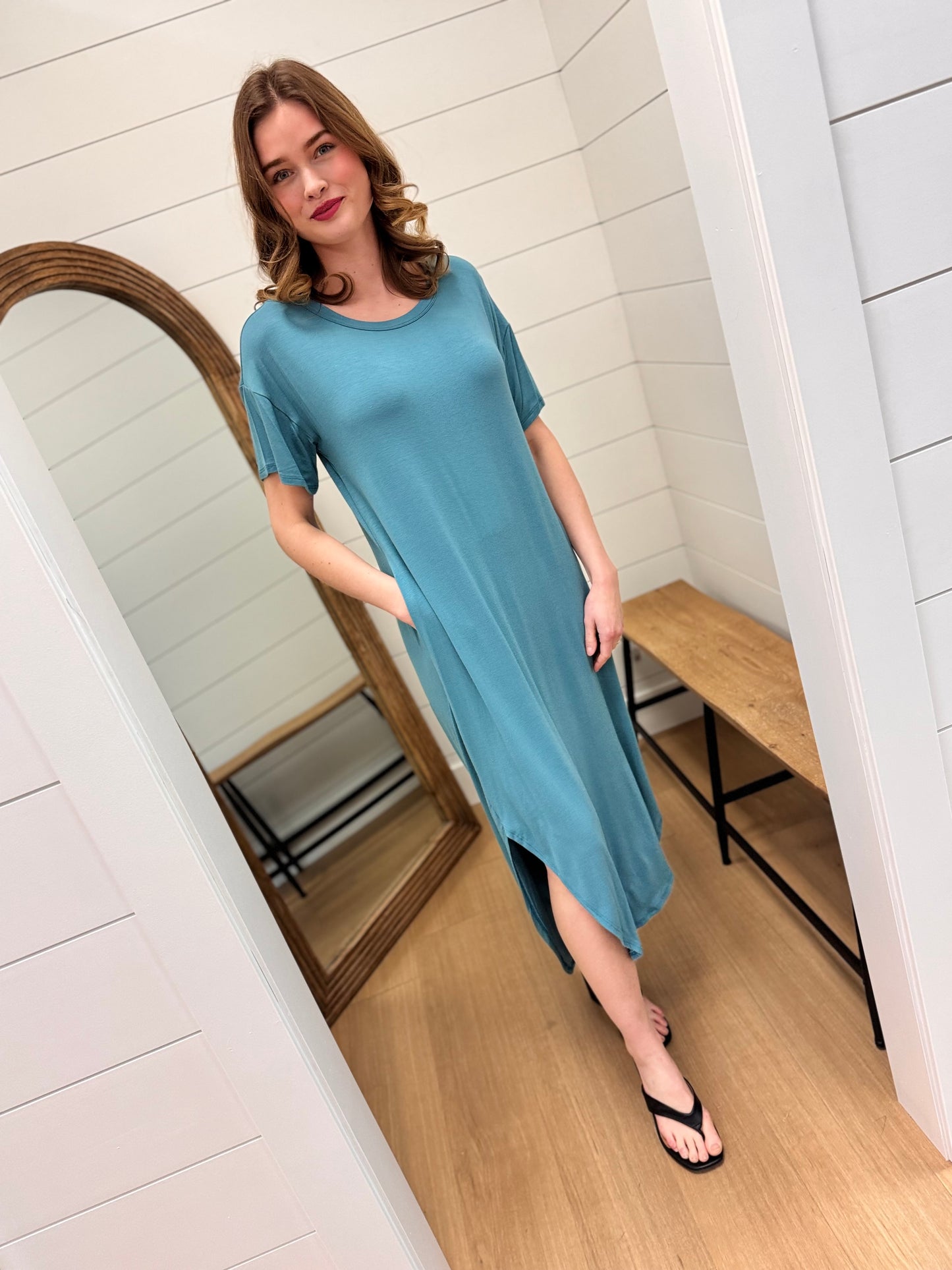 Casual Midi Dress with Cut out Back Detail