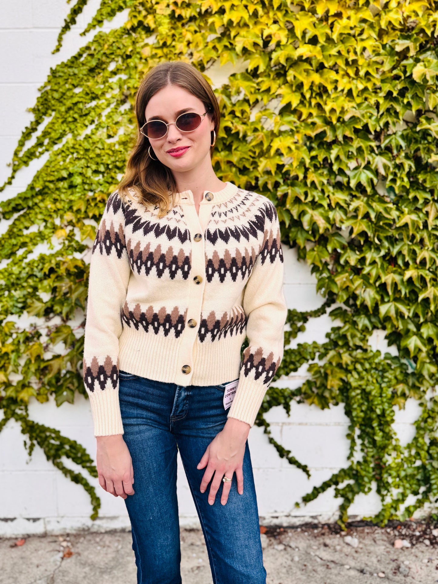 Multicolor Fair Isle Button Down Knit Cardigan