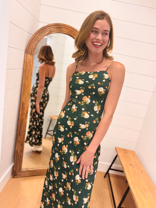 Floral Sweetheart Cami Midi Dress