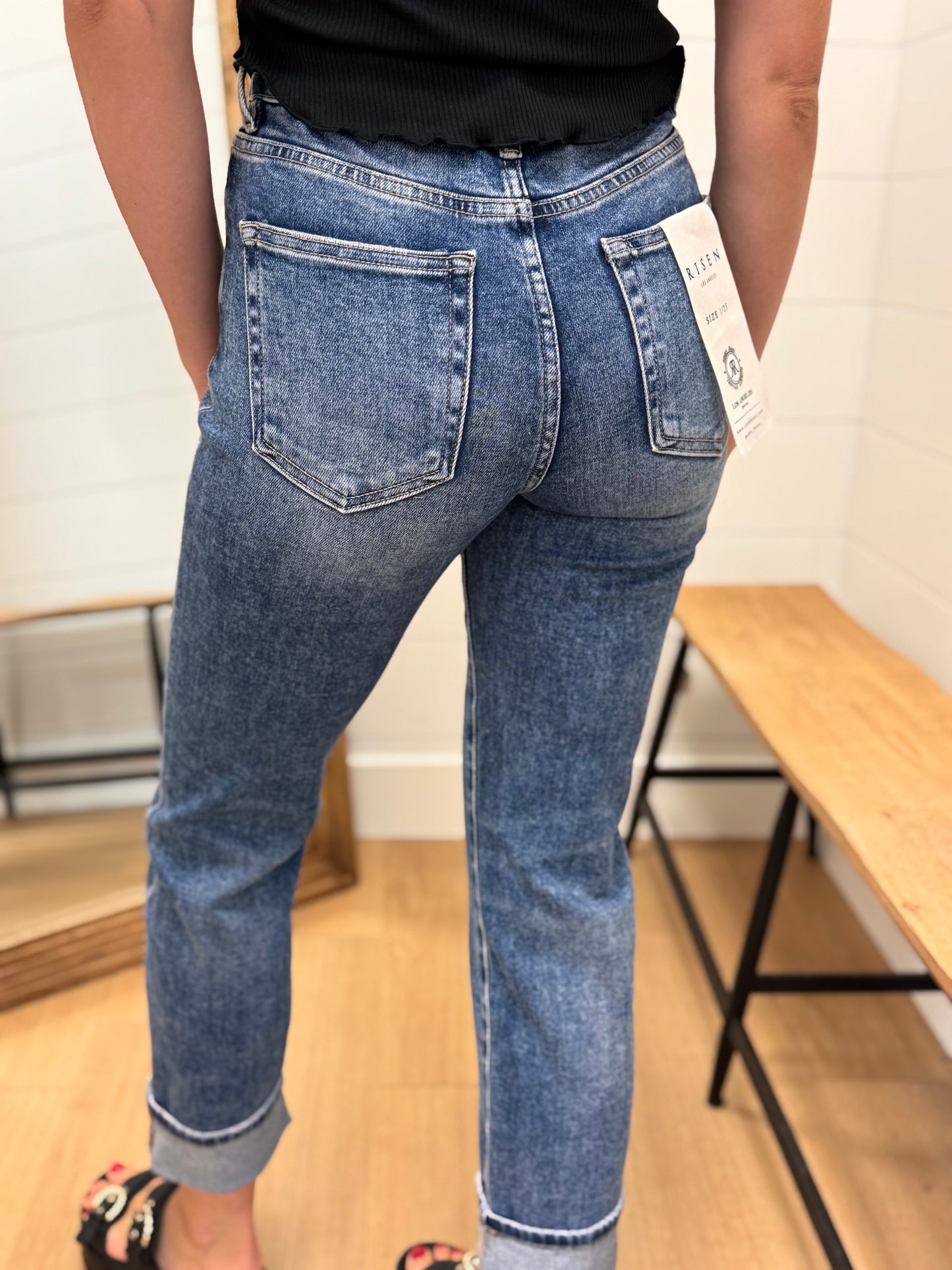 Tummy Control High Rise Crop Straight Jeans - Risen