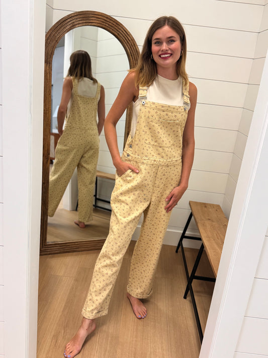 Vintage Floral Print Overall