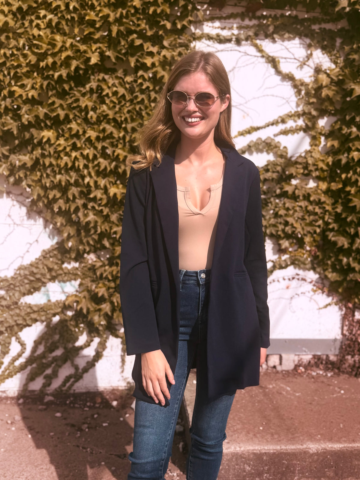 Jersey Open Front Long Blazer