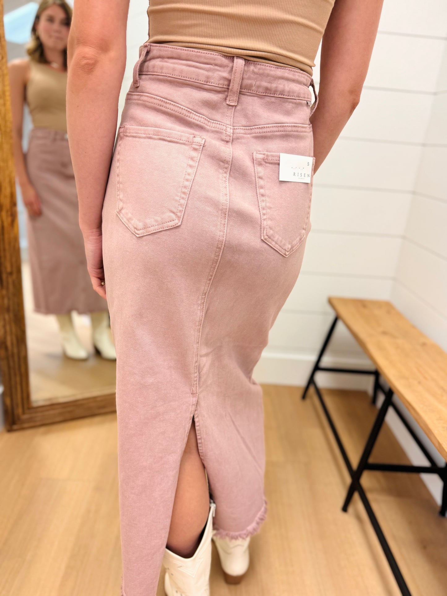 High Rise Front Opening Maxi Skirt - Risen