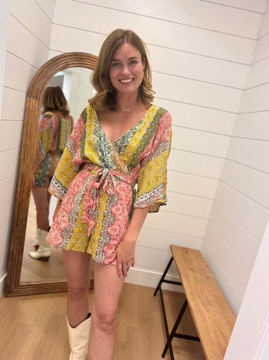 Boho Front Wrap Romper