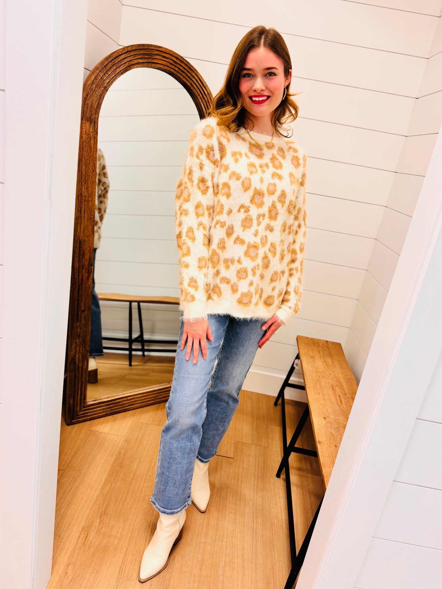 Soft Leopard Print Oversize Knit Sweater