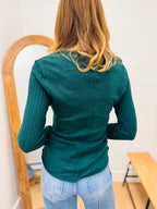 Button Down Top with Contrast Sleeve Stitching