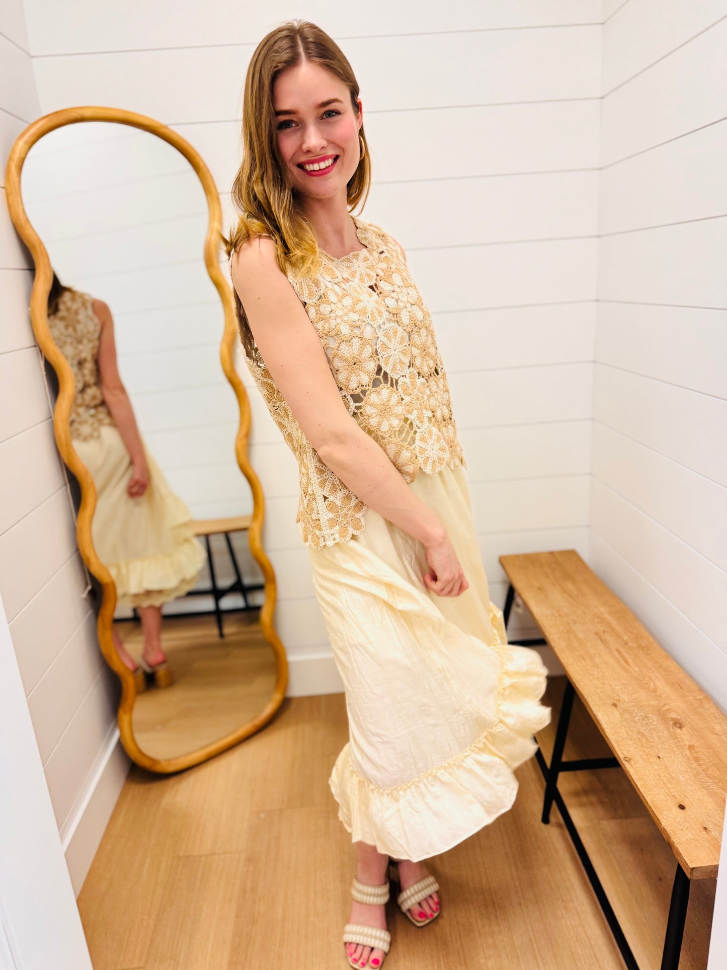 Ruffle Hem Lace Skirt