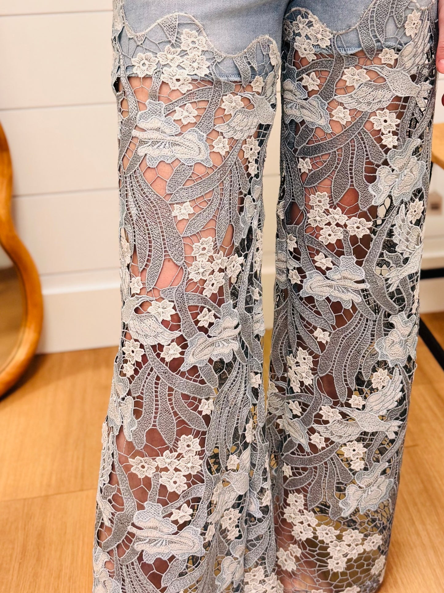 Whimsical Lace Up Leg Jeans - Risen