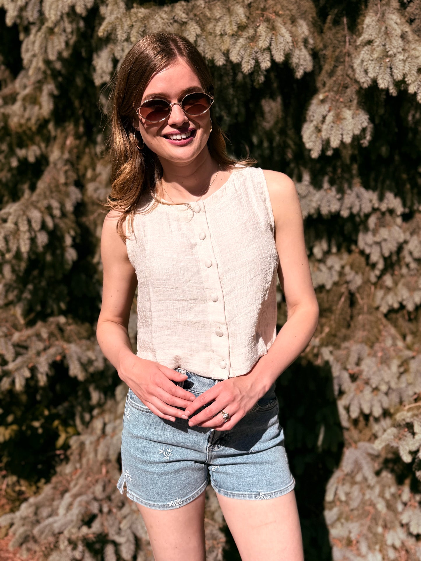 Button Down Sleeveless Top