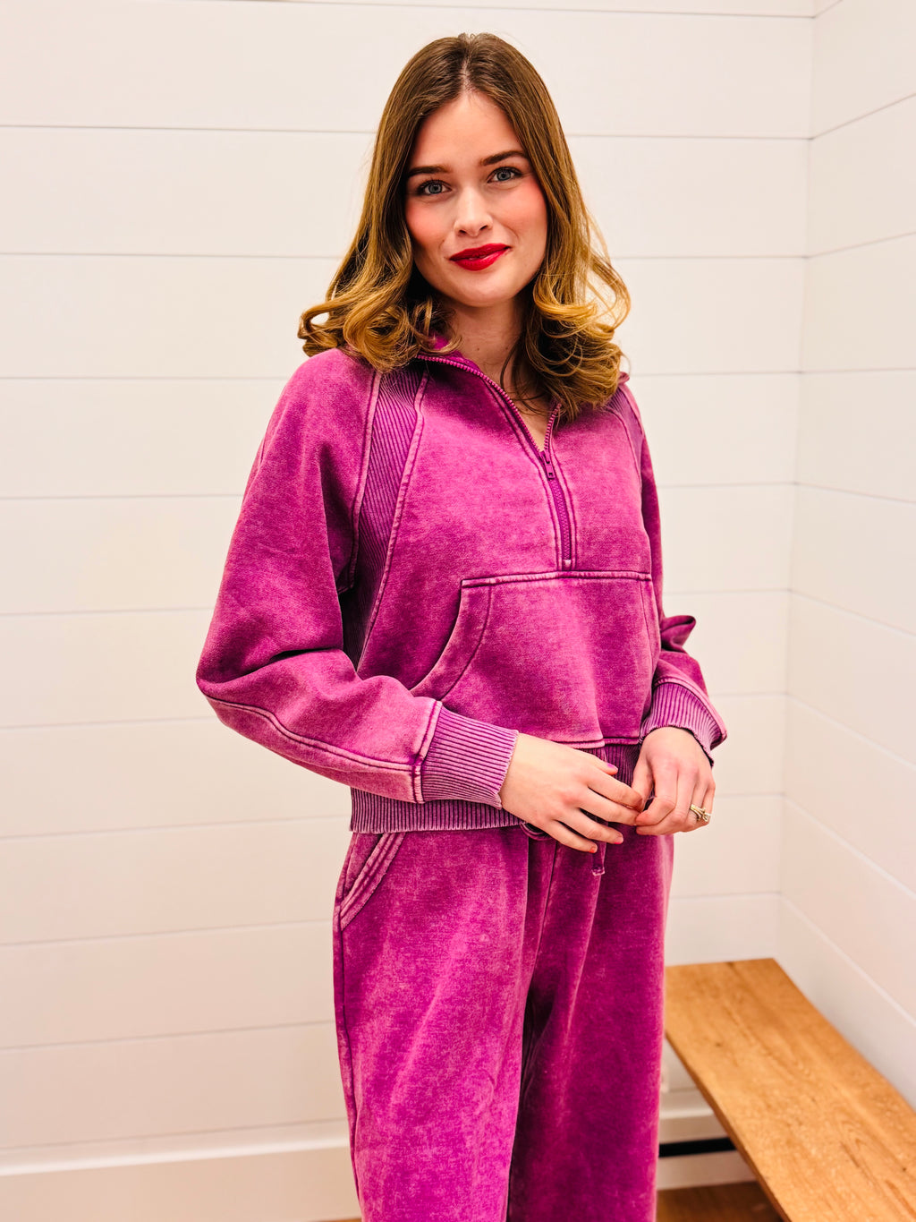 Vintage Washed Half Zip Fleece Pullover