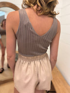 V Neck Sweater Tank Top - Mocha