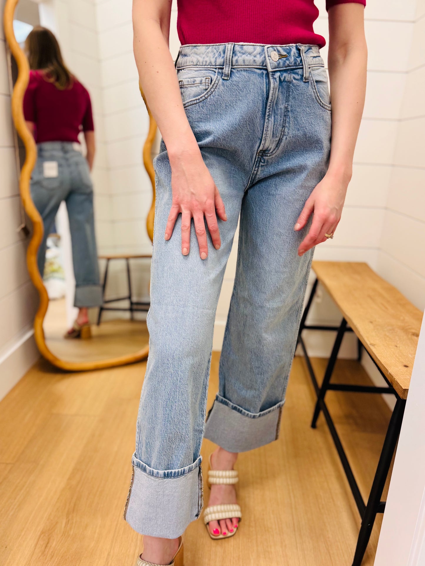 High Rise Cuffed Denim - Zenana