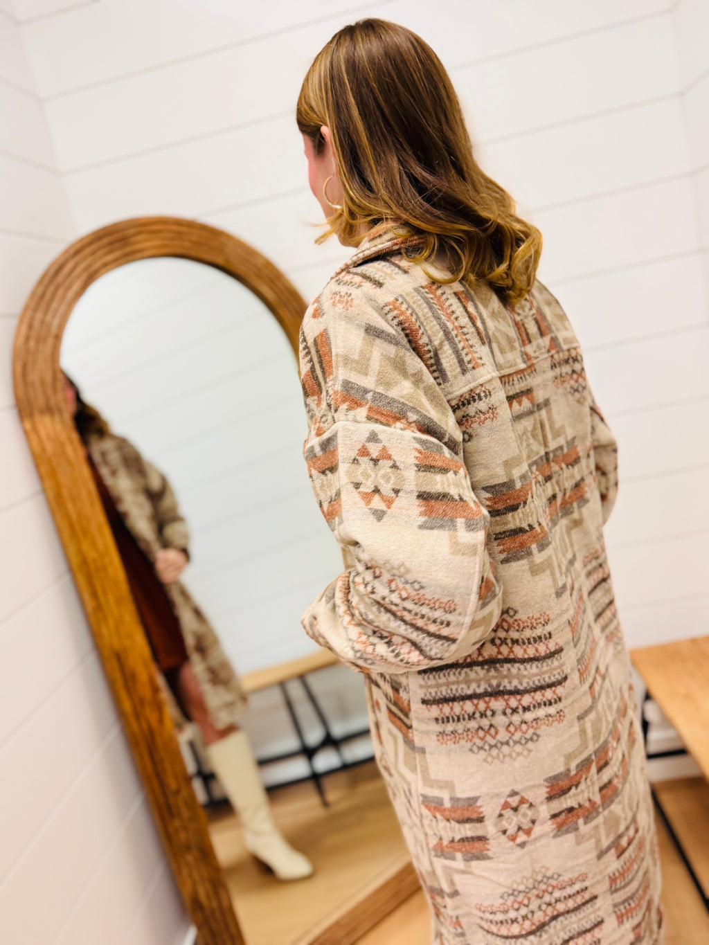 Aztec & Plaid Printed Shacket