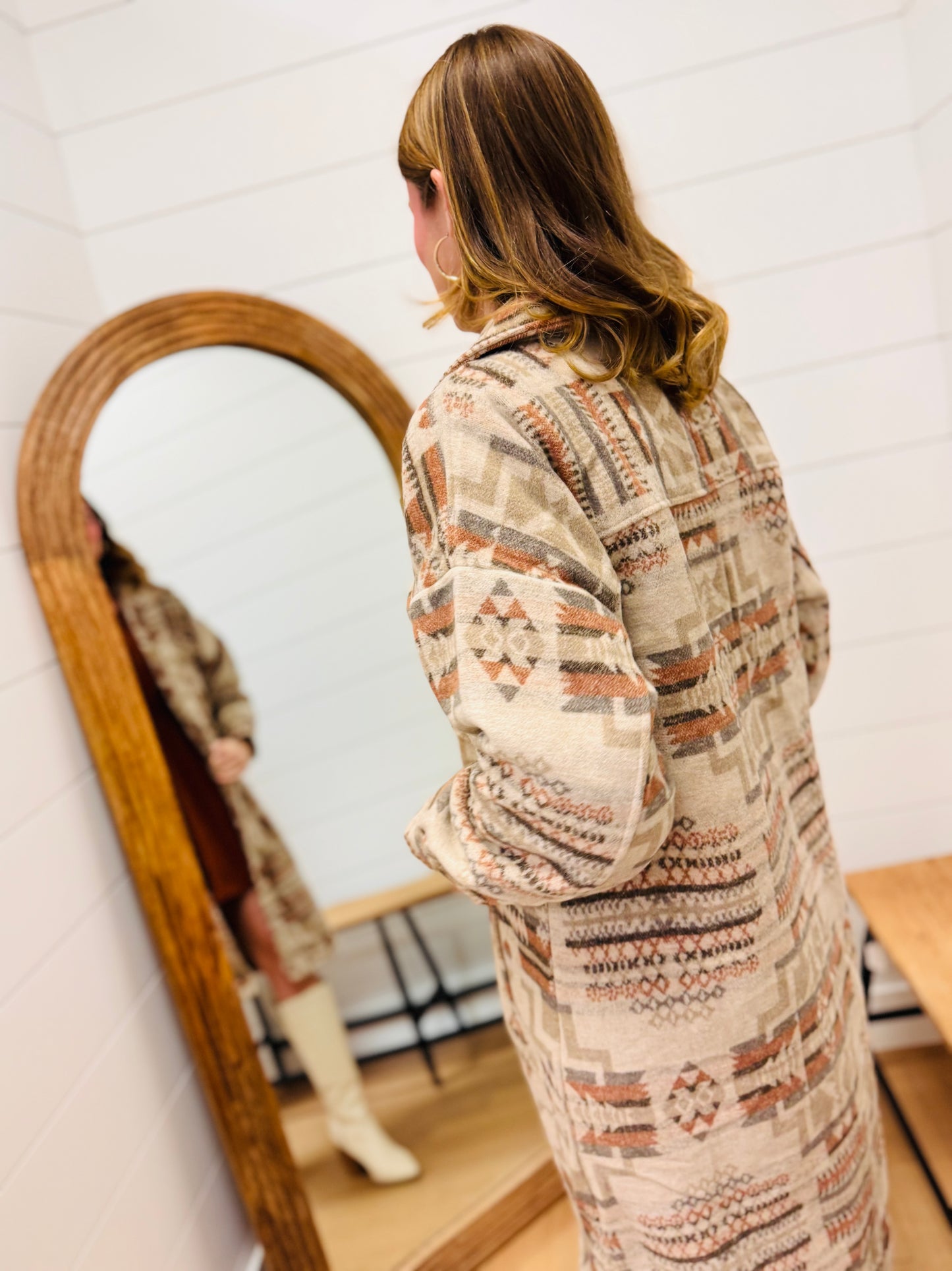 Aztec & Plaid Printed Shacket