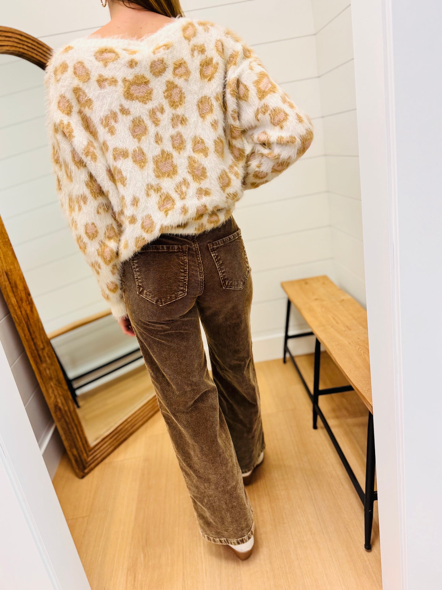 Brown High Rise Wide Front Yoke Corduroy Pants