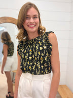 Floral Ruffle Trim Tank Top