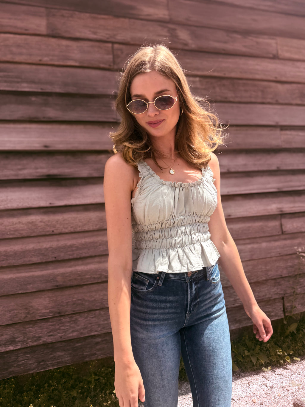 Square Neck Smocked Top