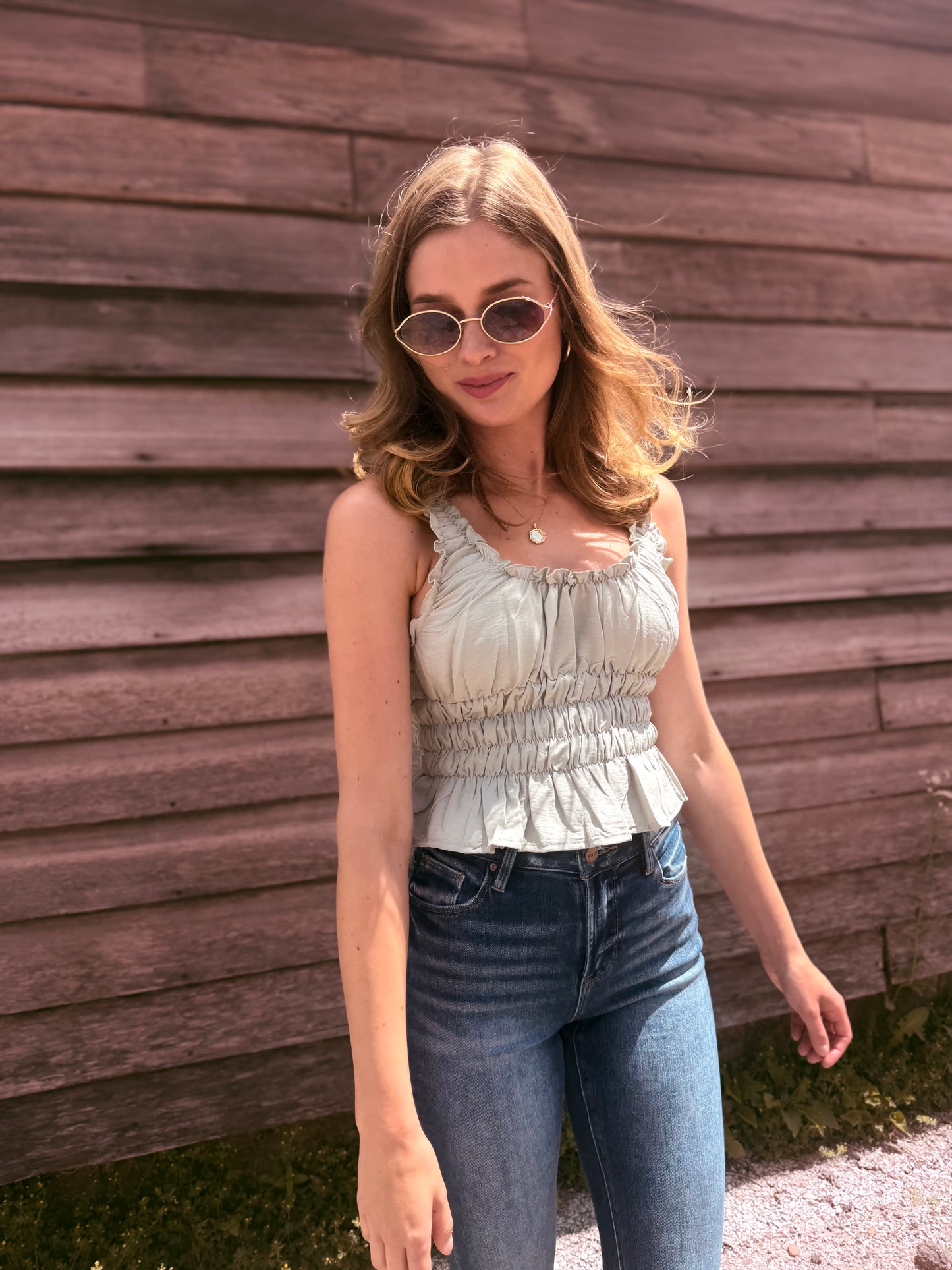 Square Neck Smocked Top