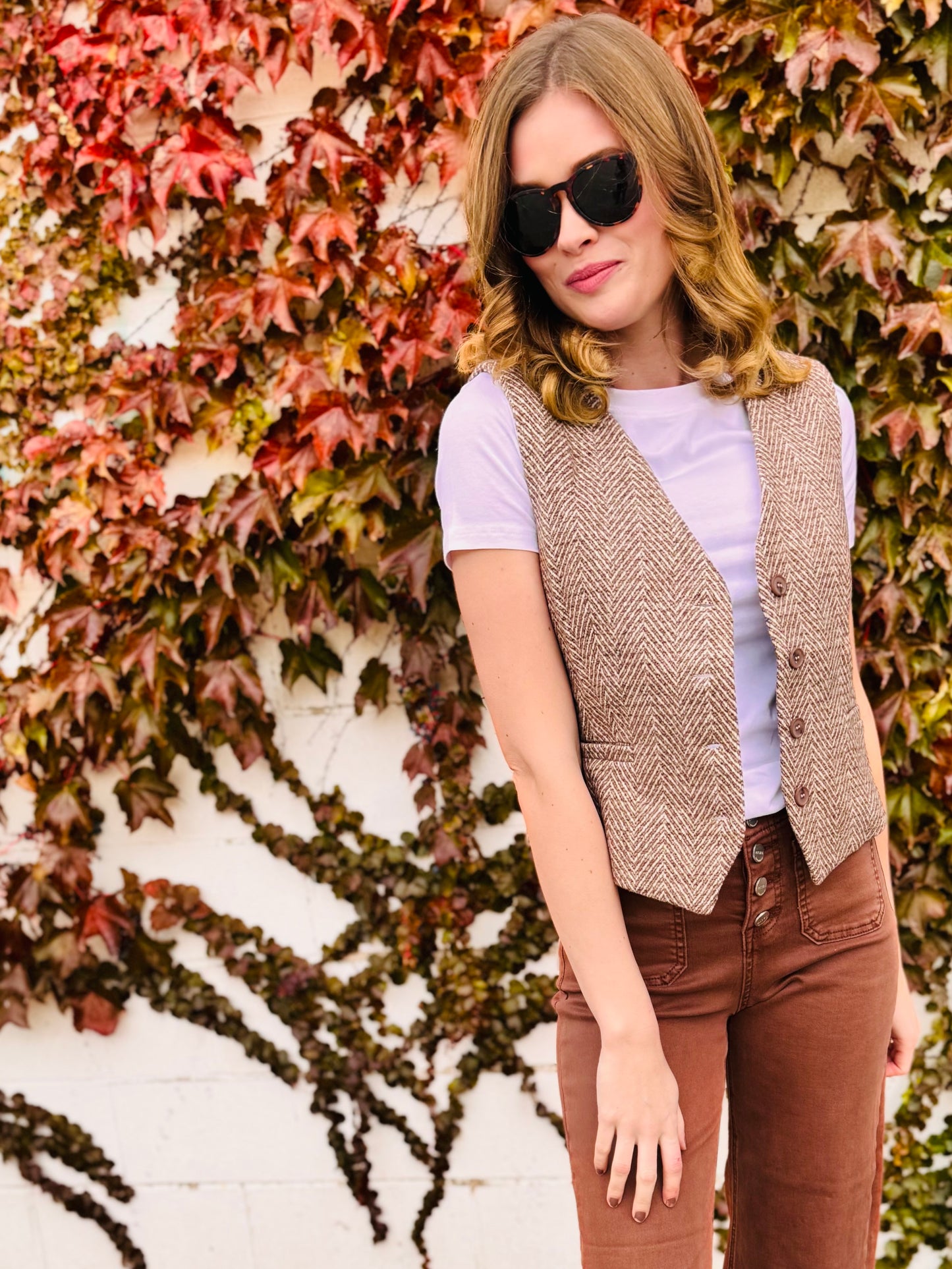 Herringbone Tweed Tailored Vest