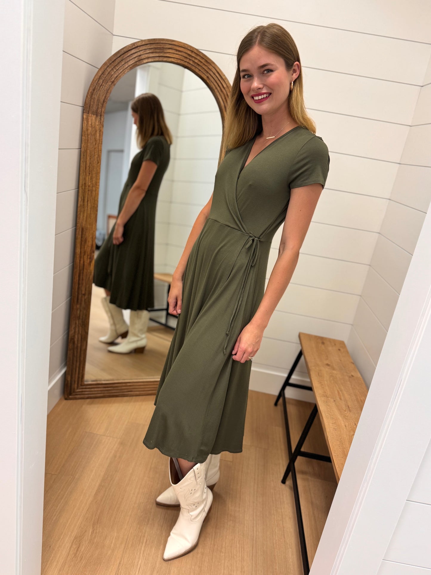 Olive Wrap Dress