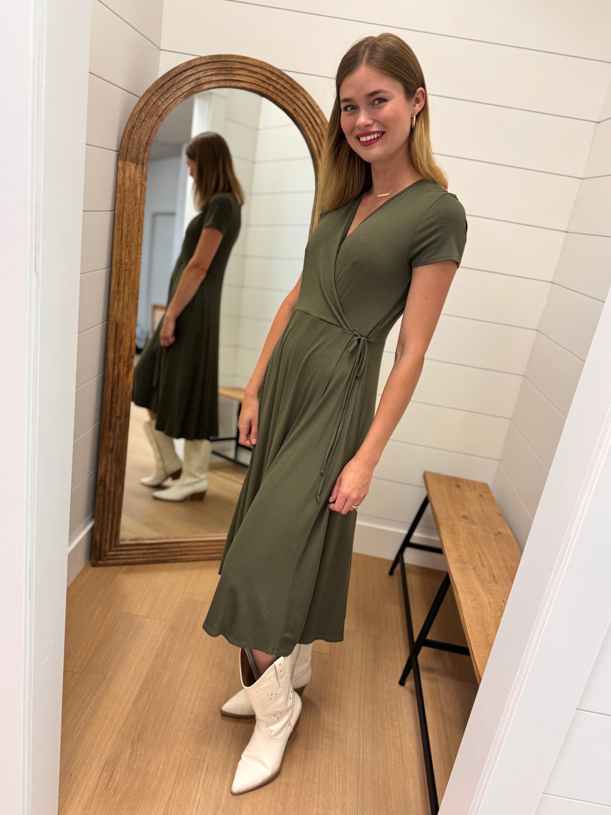 Olive Wrap Dress