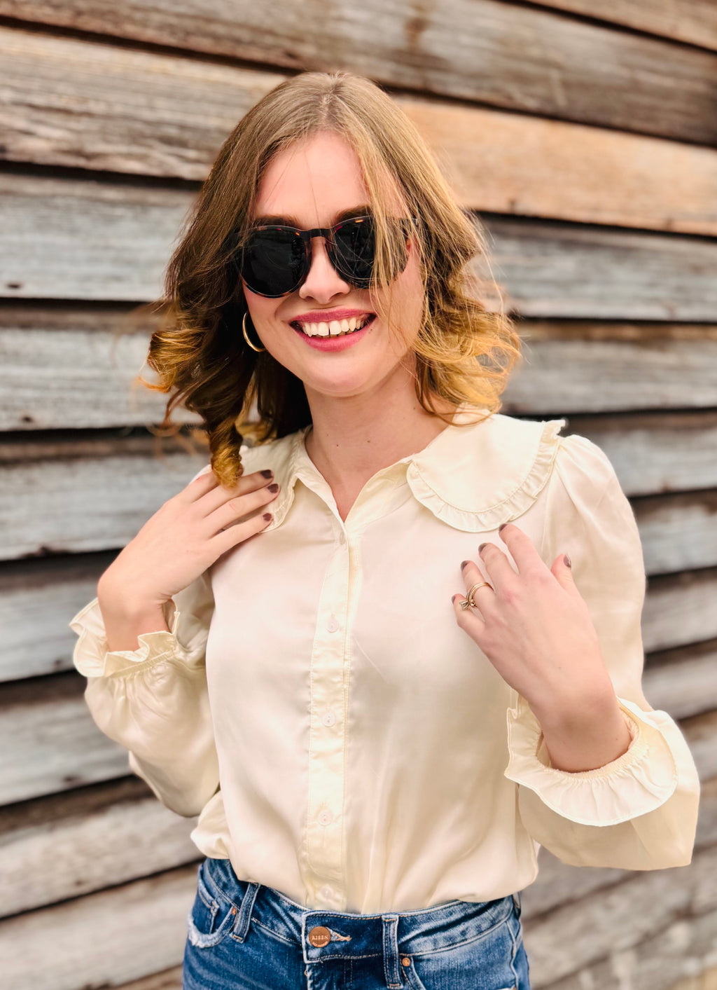 Satin Collar Shirt-Bodysuit