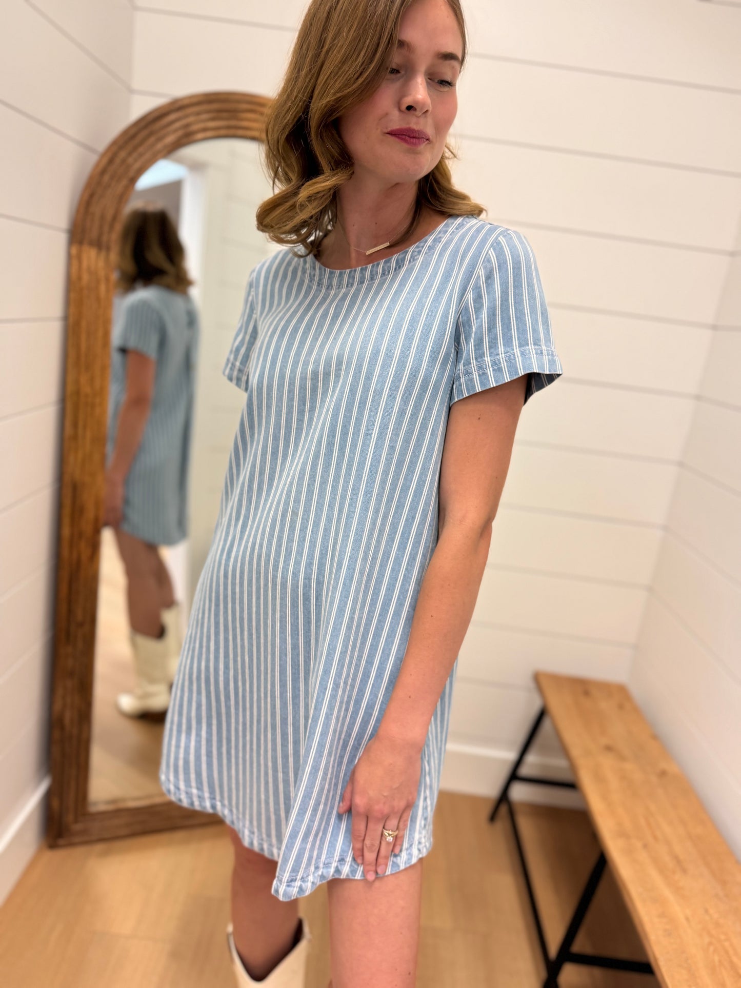 Stripe Chambray Shirt Dress