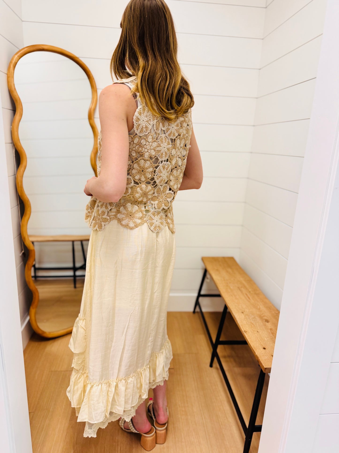 Ruffle Hem Lace Skirt