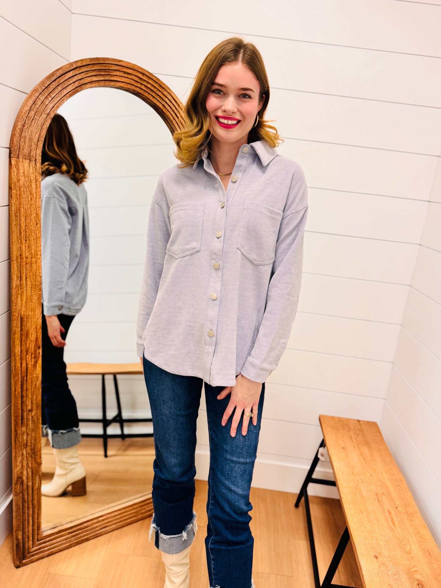 Micro Rib Button Up Shacket