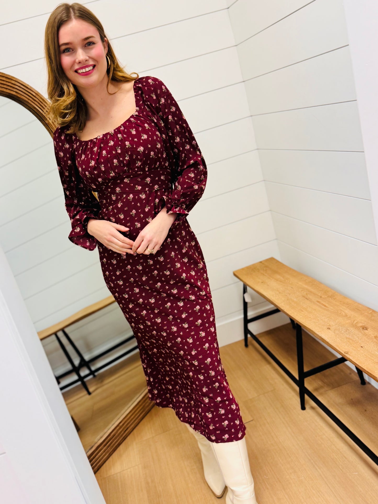 Floral Printed Back Tie Maxi Dress