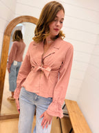 Ruffle Peplum Tie Top