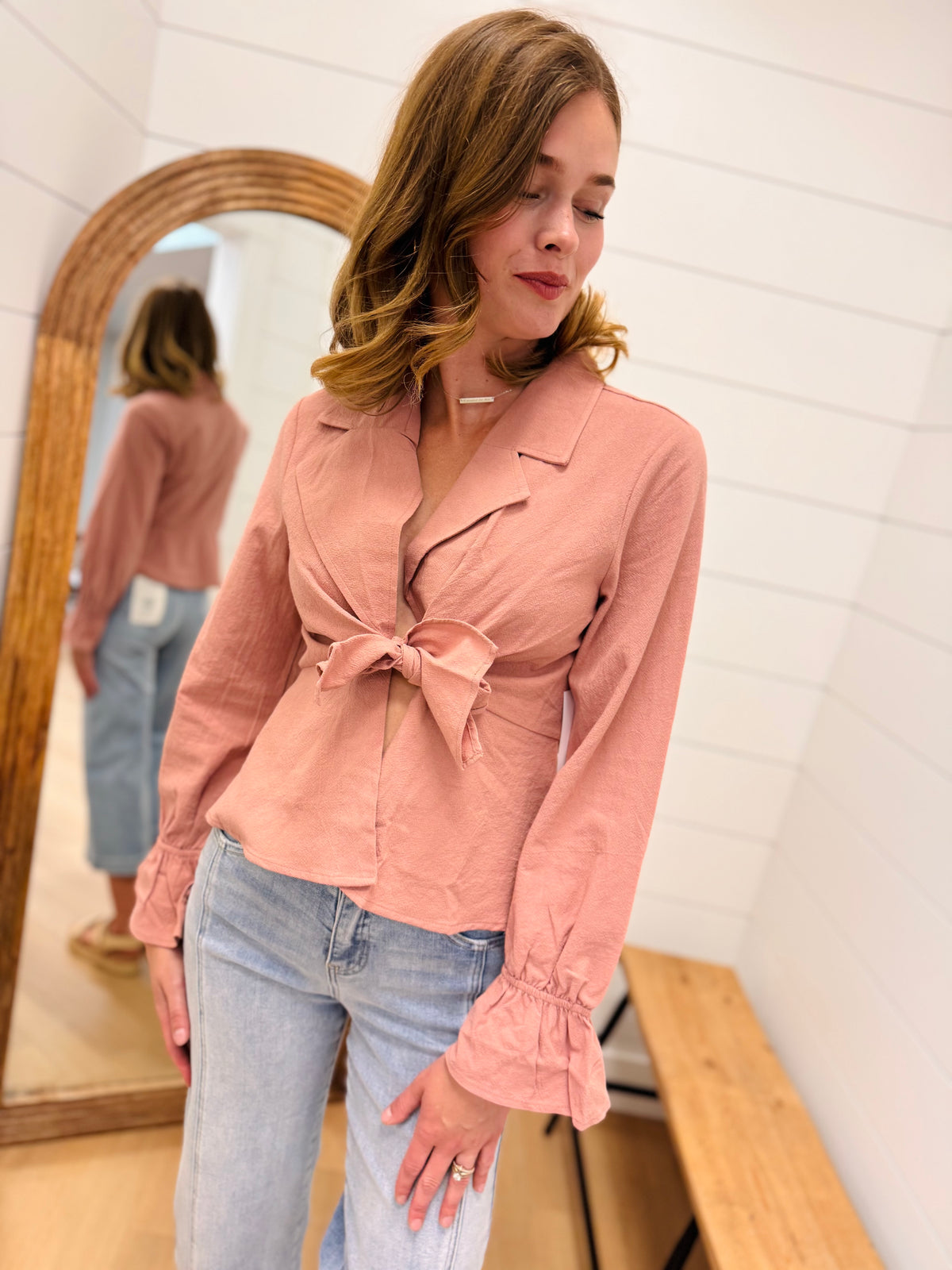 Ruffle Peplum Tie Top