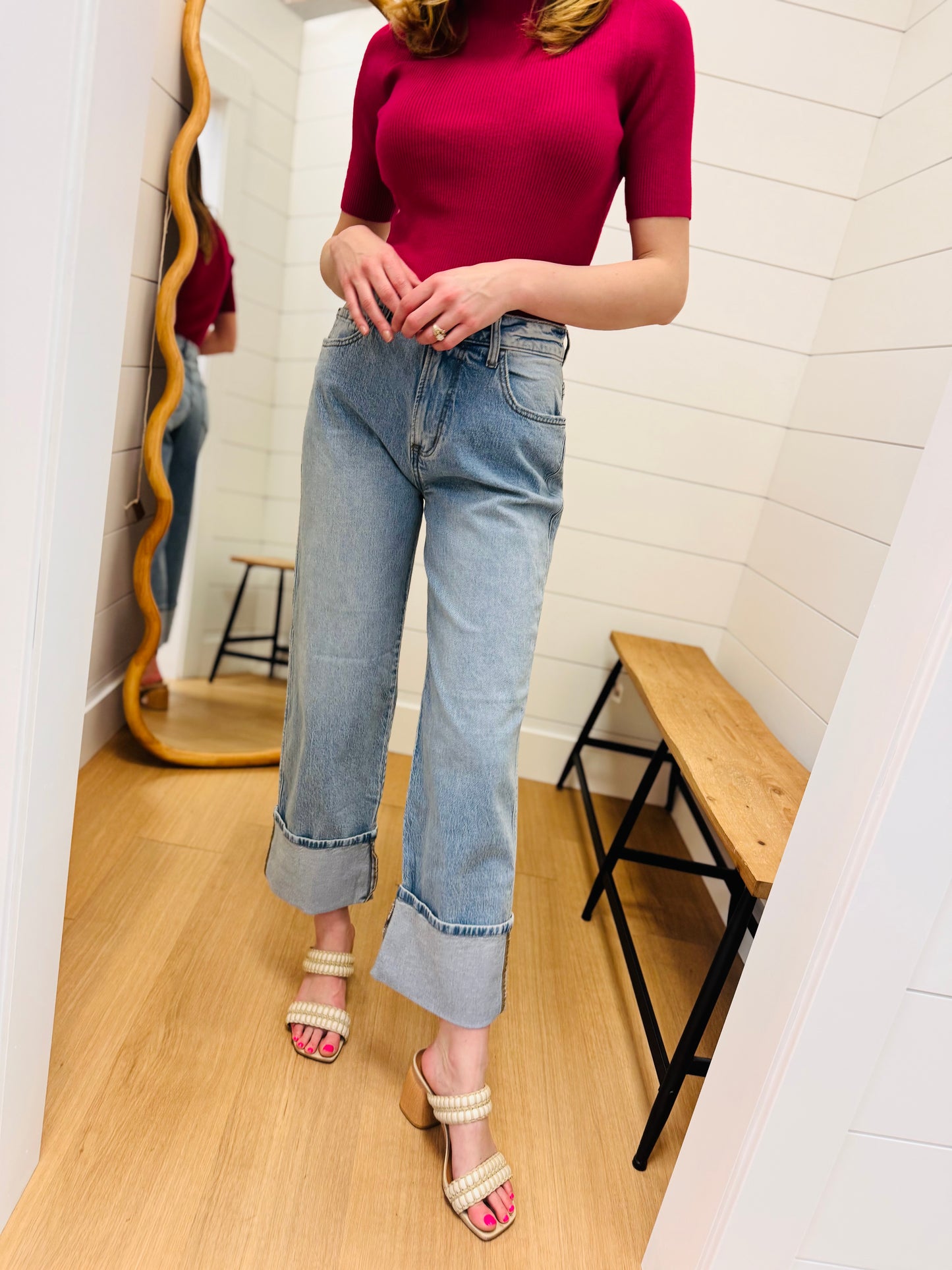 Viscose Ribbed Mock Neck Sweater