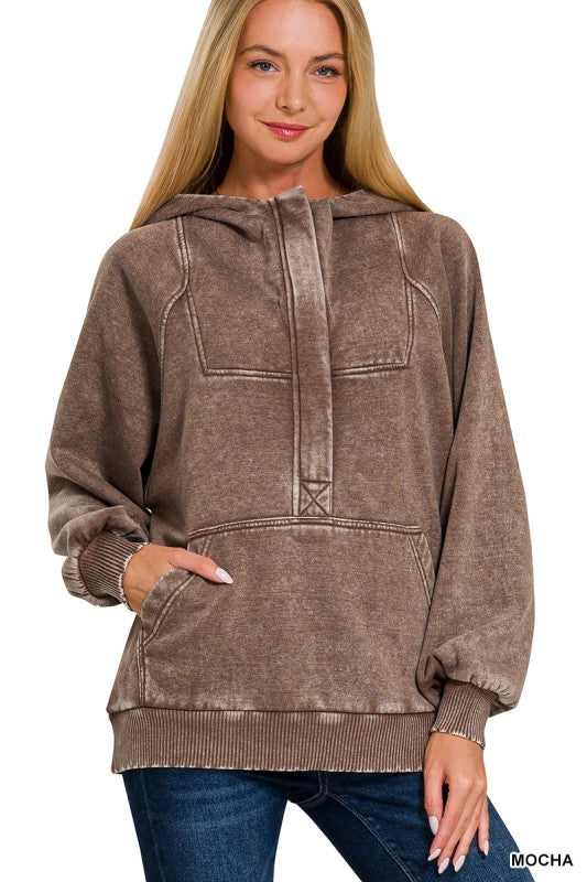 Acid Wash Fleece Oversized Hoodie