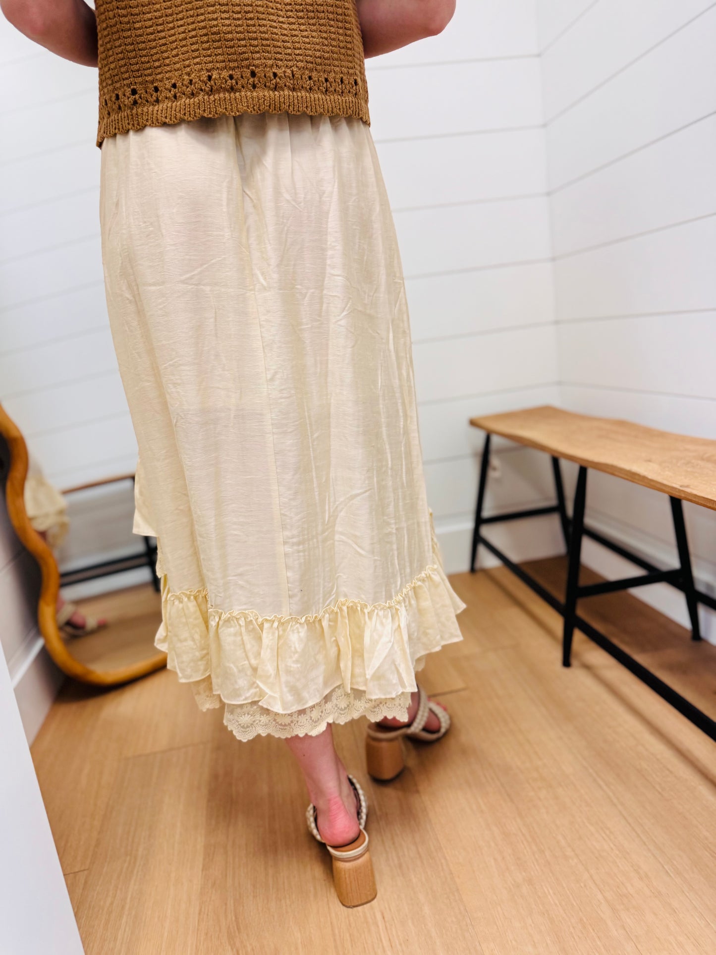 Ruffle Hem Lace Skirt