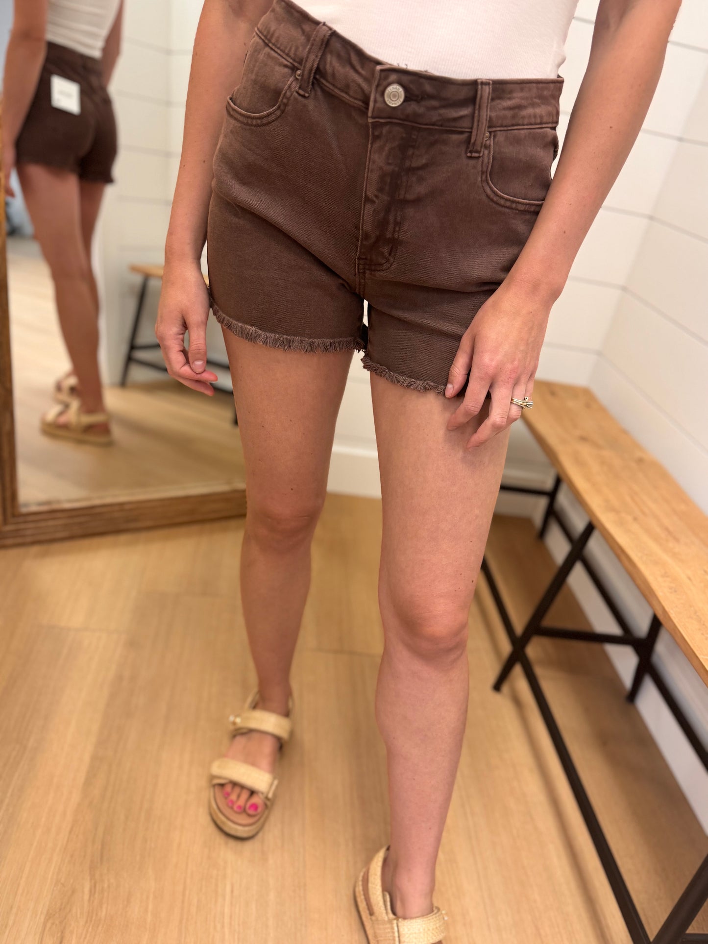 Acid Wash Brown Shorts