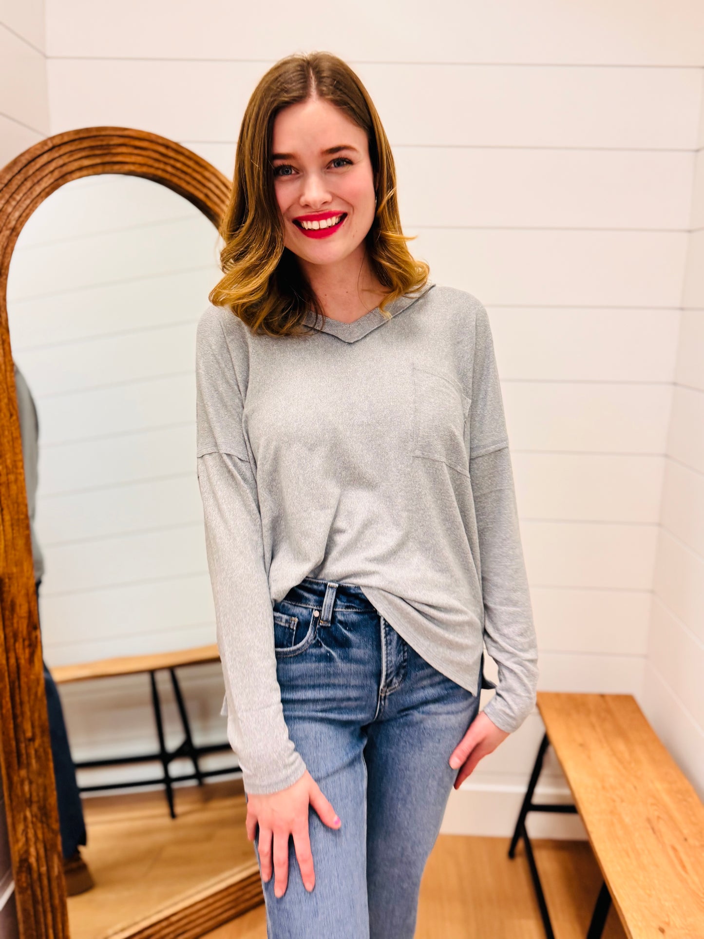 Exposed Seam Front Pocket Tee