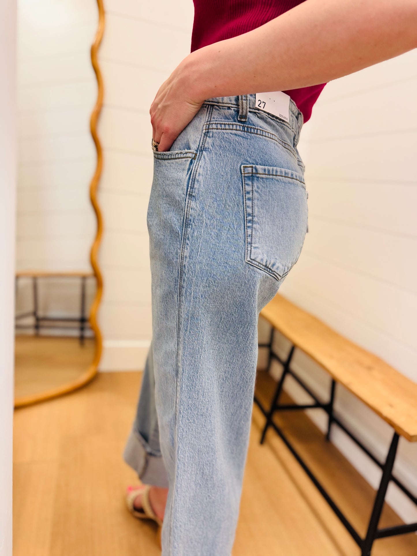 High Rise Cuffed Denim - Zenana