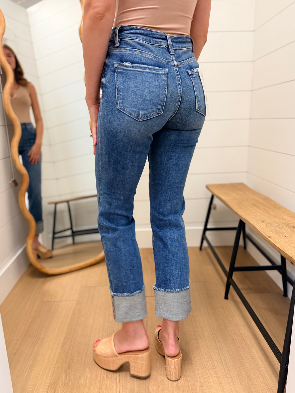 Mid Rise Ankle Straight Cuffed Jeans - Risen
