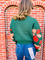 Fuzzy Floral Print Sweater - Dreamers