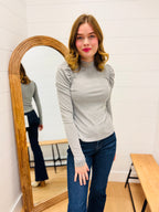 Puff-sleeve Top with Keyhole Back